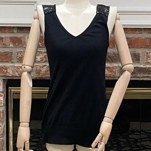 VTG BCBGMAXAZRIA silk/cashmere blend tunic with black metallic beads / XS / EUC